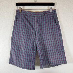 Steven Alan Shorts Mens 31 (Act 30) Plaid Chino Flat Front Cotton Preppy READ